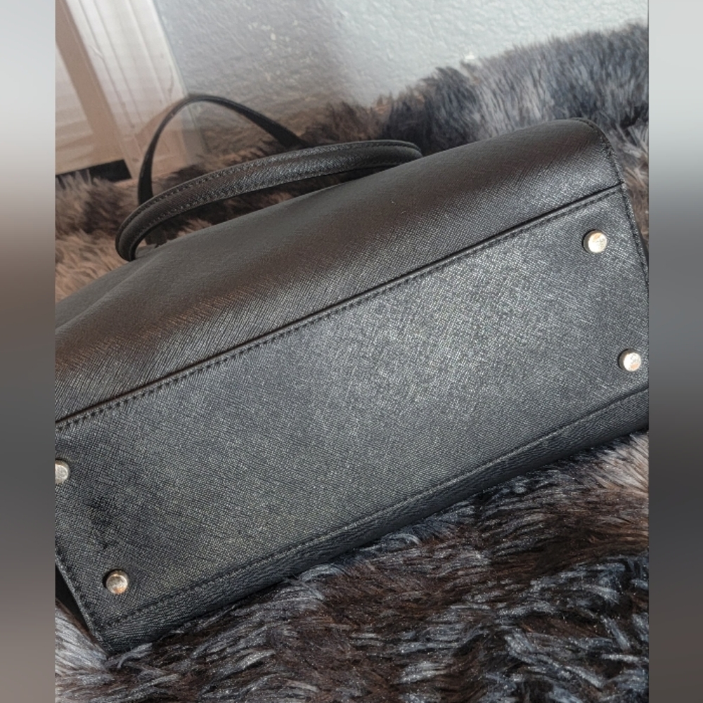 Kate Spade Laurel Way Jeweled Large Hadlee Black Leather Bag 11.5"‎ X 10" EUC - Picture 2 of 16
